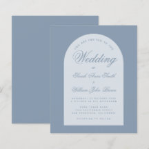 Budget Wedding Dusty Blue Arch Script Einladung