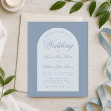 Budget Wedding Dusty Blue Arch Script Einladung