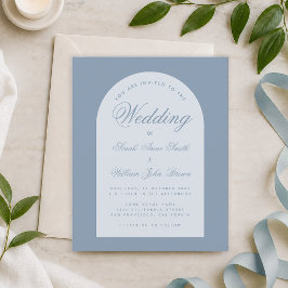 Budget Wedding Dusty Blue Arch Script Einladung