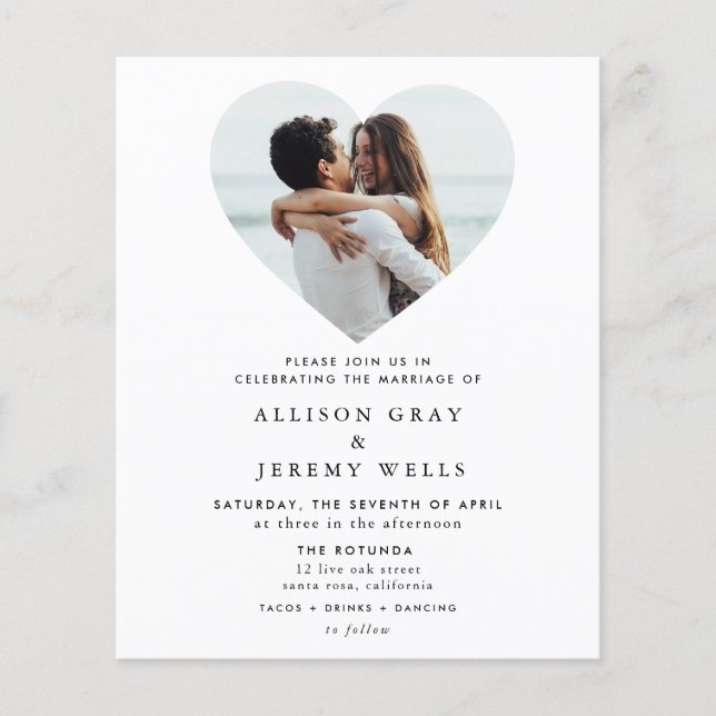 Budget Wedding Foto Einladung Flyer (Vorne)