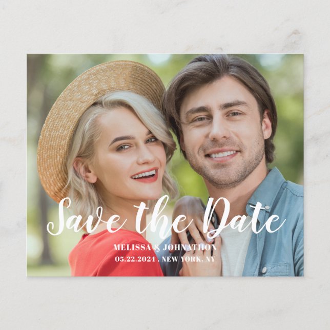 Budget Wedding Foto Flat Save the Date Flyer (Vorne)