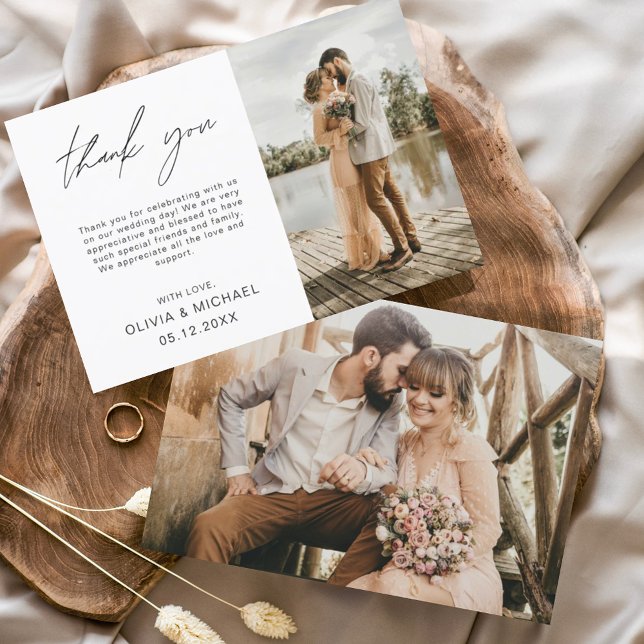 Budget Wedding Foto Minimalistisch Danke Karte (Von Creator hochgeladen)