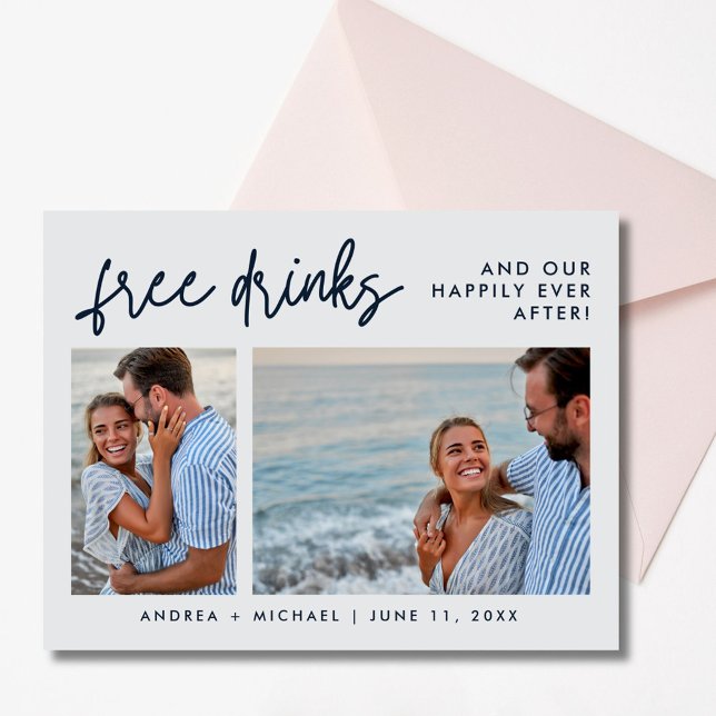 Budget Wedding Foto Save the Date Einladungspostkarte (Budget Free Drinks Wedding Photo Save the Date Invitation)