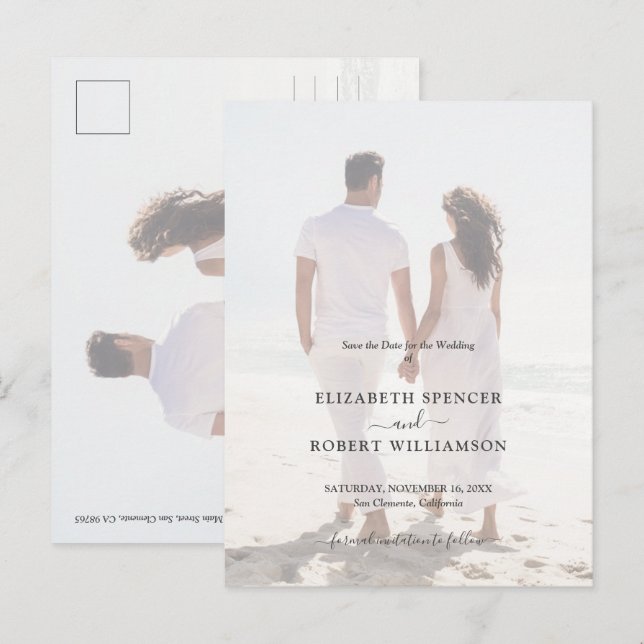 Budget Wedding Foto Save the Date Postkarte (Vorne/Hinten)