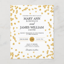 Budget Wedding Gold Glitzer Confetti Einladung