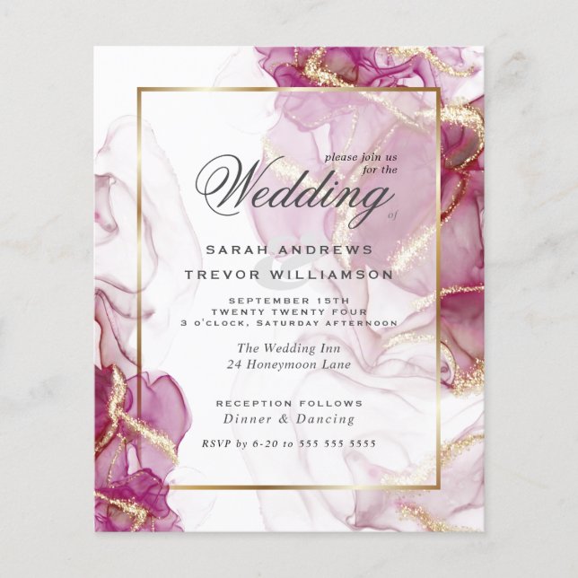 Budget Wedding Gold Jazz Berry Crimson Abstrakt (Vorderseite)