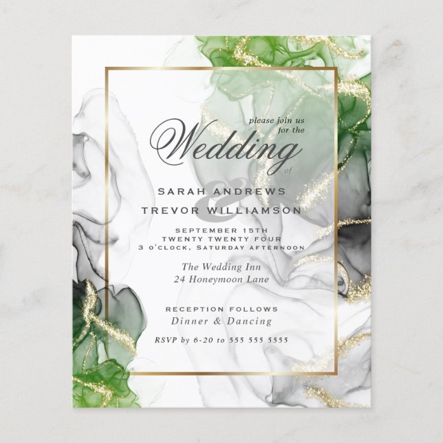Budget Wedding Gold Onyx Emerald Green Ink2 (Vorderseite)