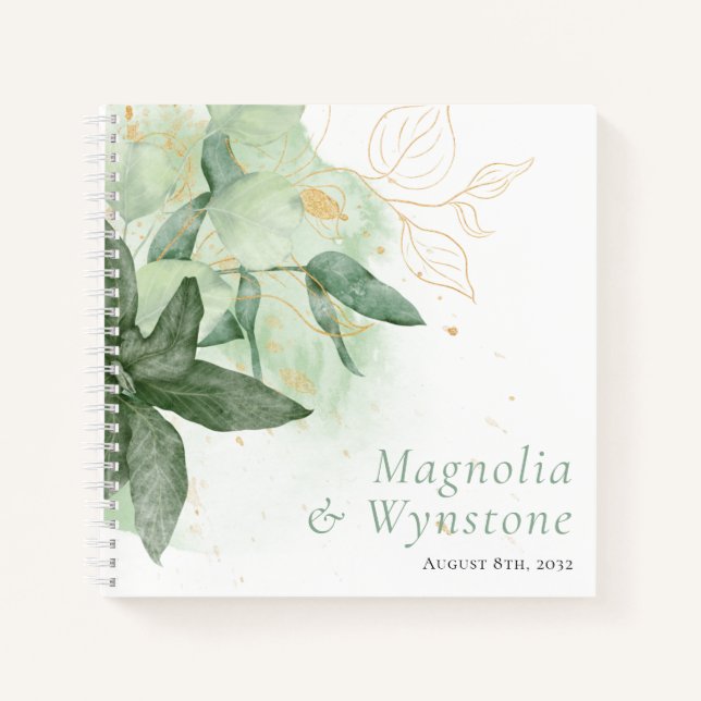 BUDGET Wedding Green Gästebuch Notizbuch (Vorderseite)