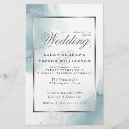 Budget Wedding Light Aquamarin Blue Silver Abstrak