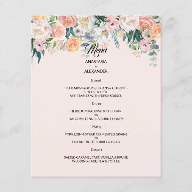 BUDGET WEDDING MENU. FLYER (Vorne)