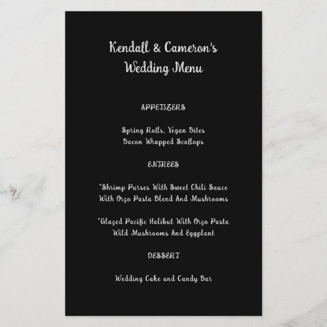 Budget Wedding Menu Solid Black Flyer (Vorne)