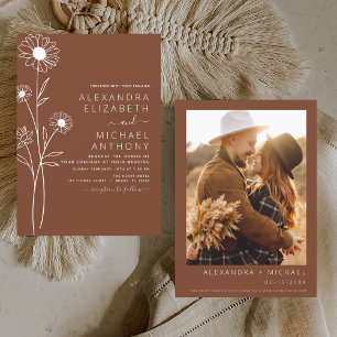 Budget Wedding Minimalist Terracotta Photo Floral Flyer