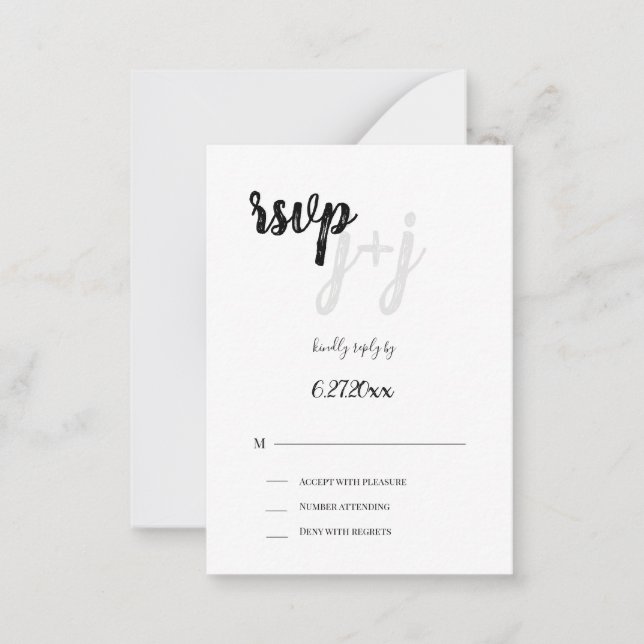 Budget Wedding Monogram UAWG Response Cards Mitteilungskarte (Vorderseite)
