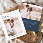 Budget Wedding Navy Blue Foto Vielen Dank Karten<br><div class="desc">Budget Hochzeit Dankeschön Karten,  die ein Foto auf der Vorder- und Rückseite haben. Die Dankeschön-Karten enthalten eine moderne,  handgeschriebene,  kursive Schriftzeichen-Typografie,  die elegant,  einfach und modern nach einem minimalistischen einfachen Hochzeitstag-Fest zu verwenden sind.</div>