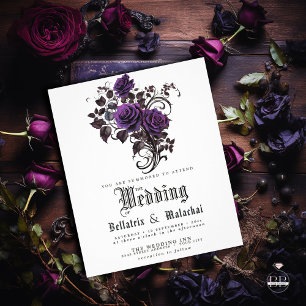 Budget Wedding QR Code Gothic Deep Amethyst Rose Flyer