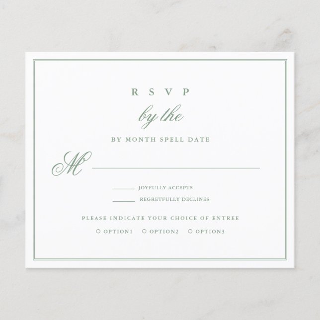 Budget Wedding RSVP Basil Green (Vorderseite)