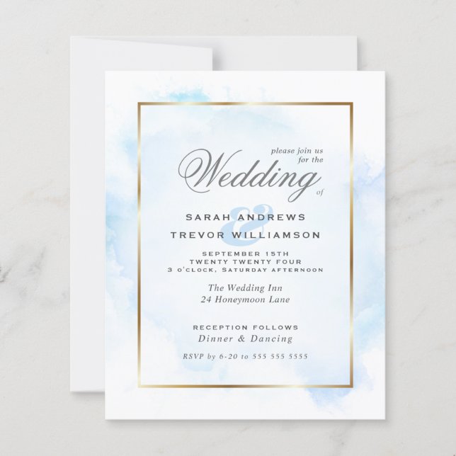 Budget Wedding Sky Blue Watercolor Wash (Vorderseite)