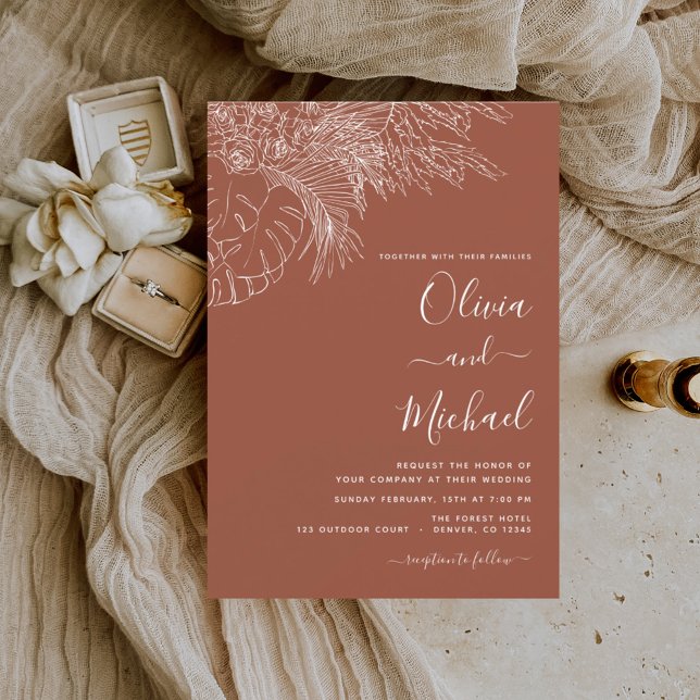 Budget Wedding Terracotta Burnt Orange Floral Flyer (Von Creator hochgeladen)