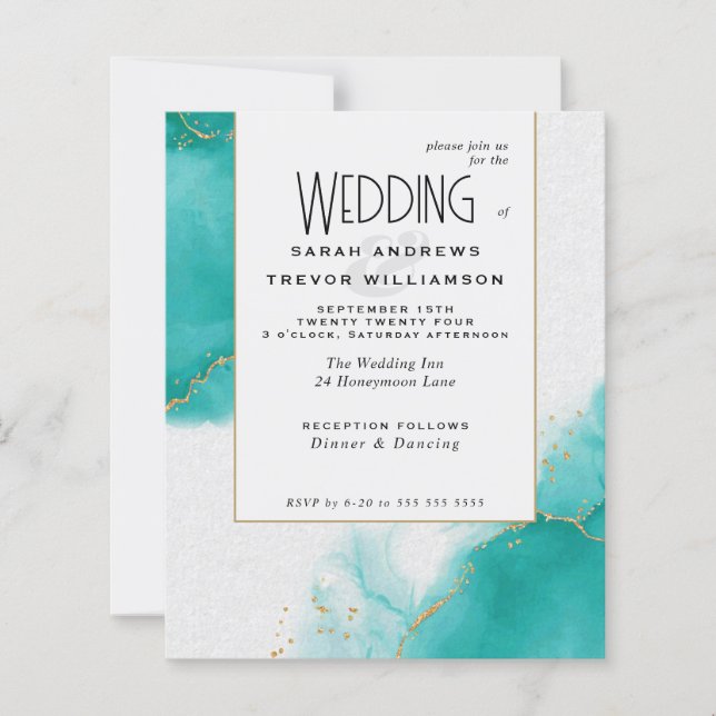 Budget Wedding Türkis Abstrakt Skies (Vorderseite)