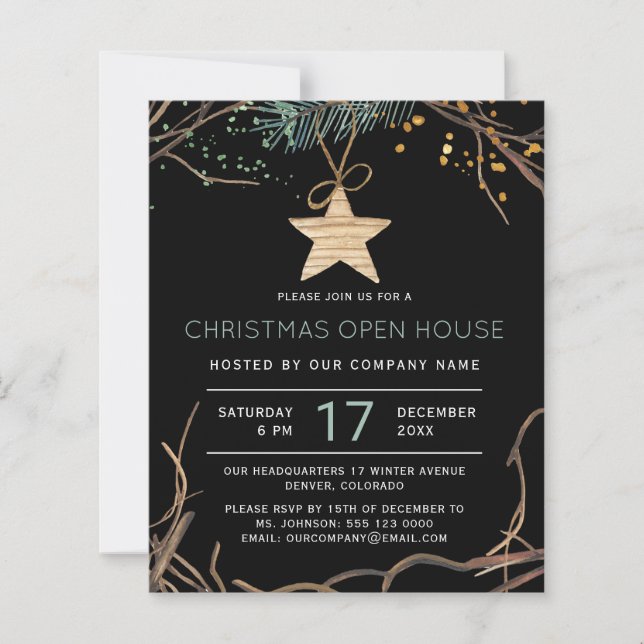 Budget Weihnachten Moderne Open House Einladung (Vorderseite)