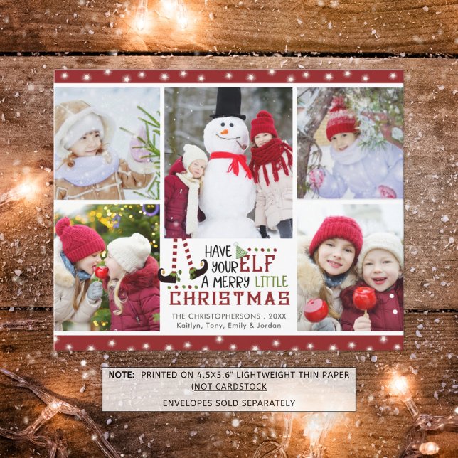 Budget Weihnachten Niedlich Elf 5 Foto Urlaubskart (Von Creator hochgeladen)