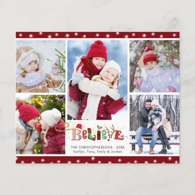 Budget Weihnachten Niedliche BELIEVE 5 Foto Ferien (Vorderseite)