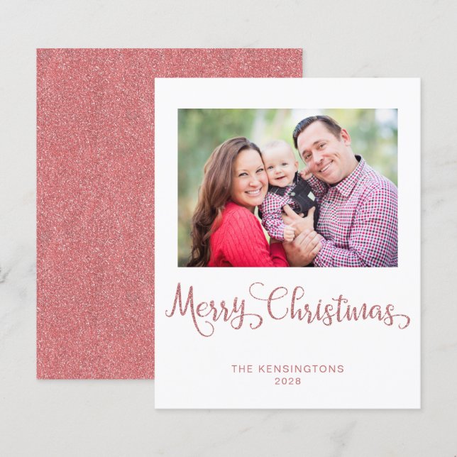 Budget Weihnachten Rose Gold Pink Glitzer Foto (Vorne/Hinten)