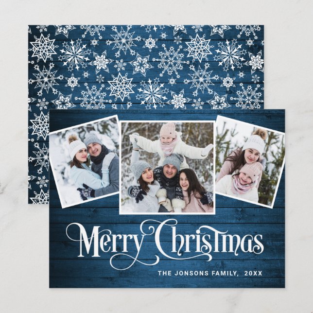 Budget Weihnachten Rustikale 3 FOTO Grußkarte Postkarte (Vorne/Hinten)