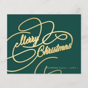 Budget Weihnachts Gold-Grün-Feiertkarte Flyer