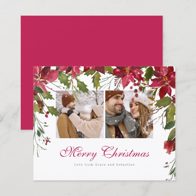BUDGET Weihnachts-Poinsettia-Foto Personalisiert (Vorne/Hinten)