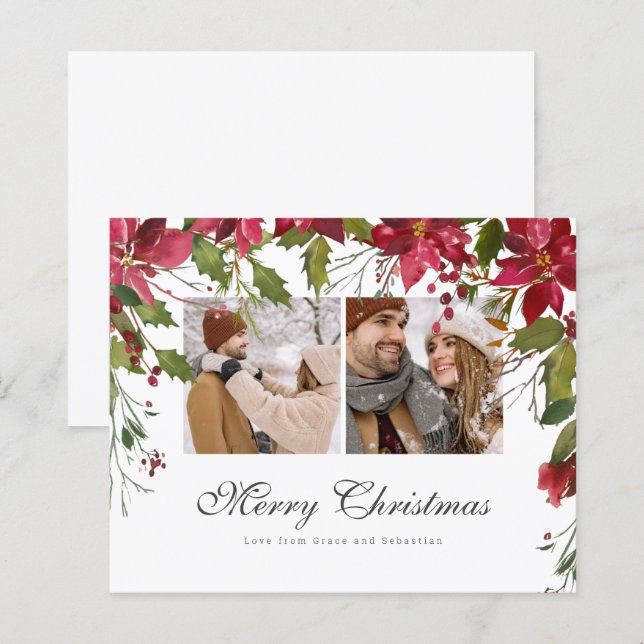 BUDGET Weihnachts-Poinsettia-Foto Personalisiert (Vorne/Hinten)