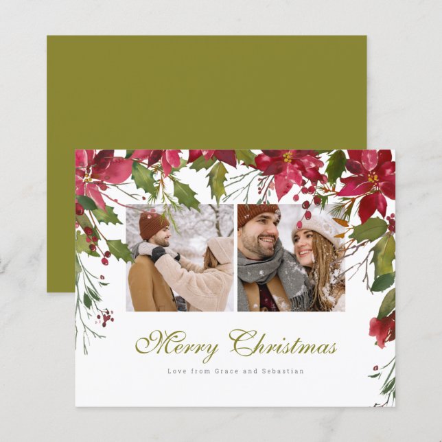 BUDGET Weihnachts-Poinsettia-Foto Personalisiert (Vorne/Hinten)