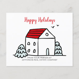 Budget-Weihnachtshaus-Immobilien-Feiertagskarte