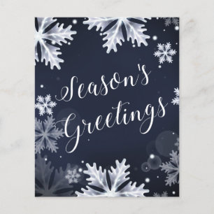 Budget-Weihnachtskarte mit Navy-Schneeszene