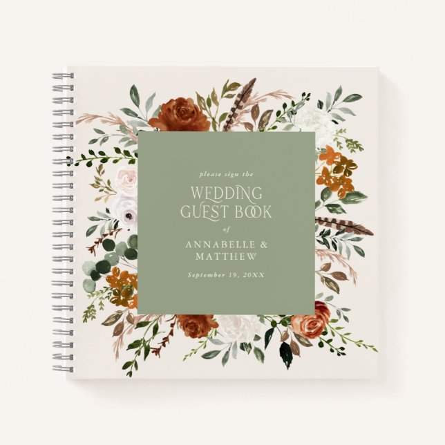 Budget Weiß Blumen Hochzeitsbuch rustikal Notizbuch (Vorderseite)