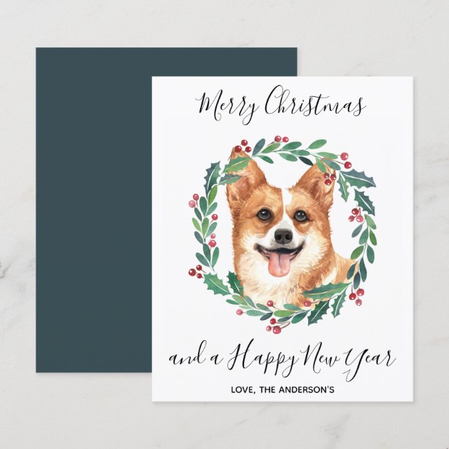 Budget Welsh Corgi Dog Frohe Weihnachtskarte (Vorne/Hinten)