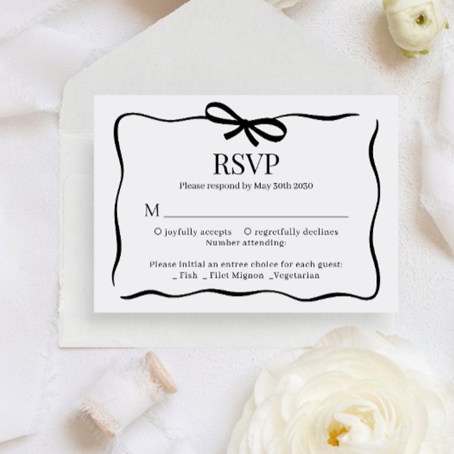 BUDGET Whimsical Black Bow Tie Wedding Menu Rsvp (Créateur téléchargé)