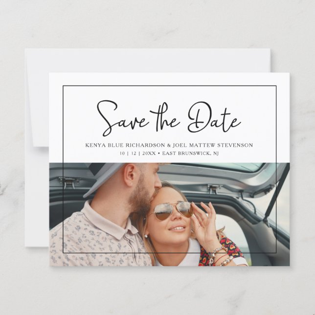 Budget Whimsical Script Hochzeit Foto Verlobung (Vorderseite)