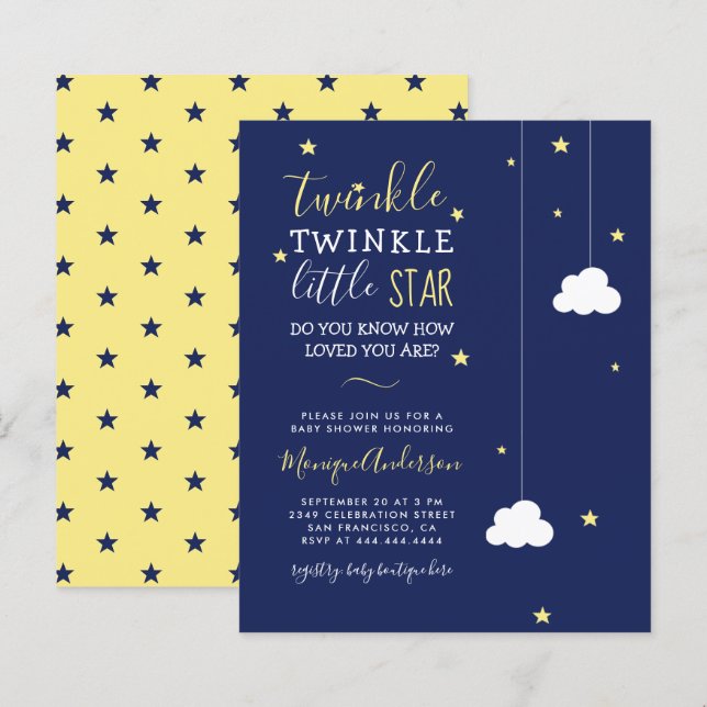 Budget Whimsical Twinkle Little Star Baby Dusche (Vorne/Hinten)