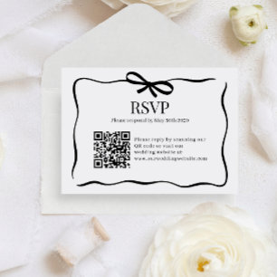 BUDGET Whimsy Schwarze Fliege Hochzeit QR Code Rsv Begleitkarte