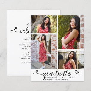 Budget White Black Grad 4 Foto Script Einladung