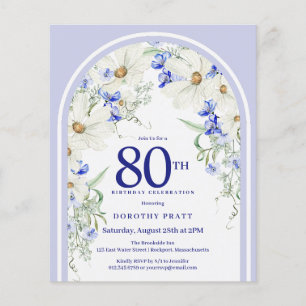 Budget White Blue Floral Arch 80. Geburtstag Einla