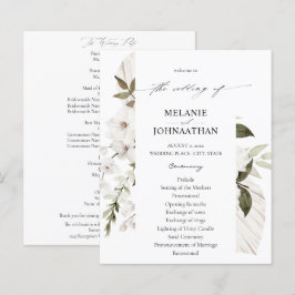 Budget White Boho Floral Wedding Program