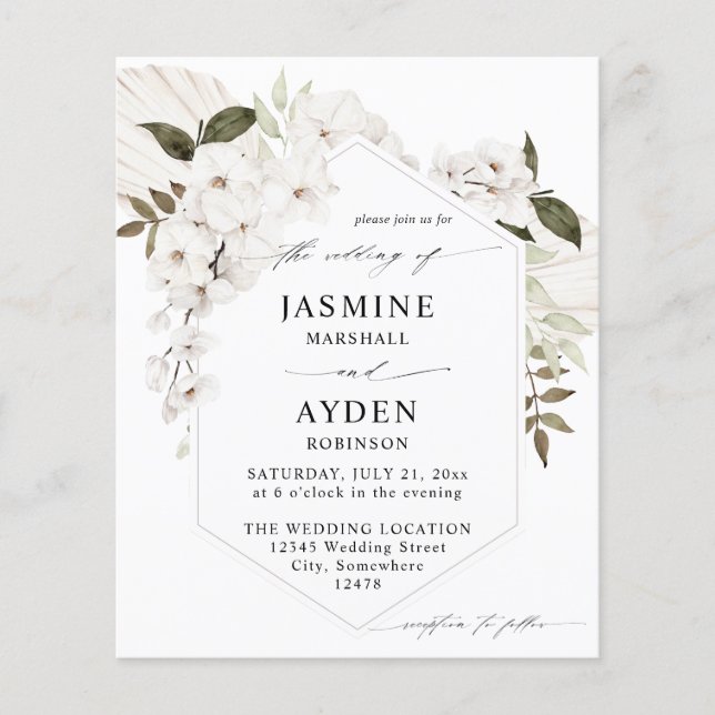 Budget White Boho Floral Wedding V2 LN Flyer (Vorne)