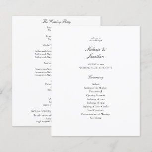 Budget White Elegant Wedding Programme