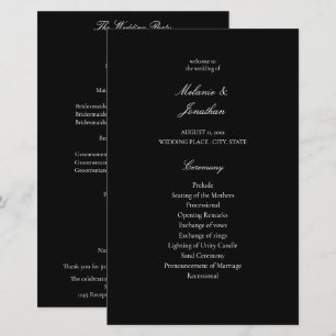 Budget White Elegant Wedding Programme - Black MED