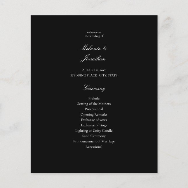 Budget White Elegante Wedding Zeremonie - Black Flyer (Vorne)