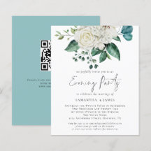 Budget White Florals QR Code Wedding Abend Party