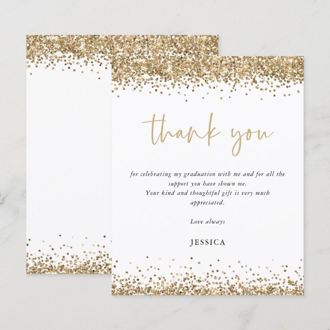 Budget White Gold Glitzer 2024 Abschluss Danke (Vorne/Hinten)