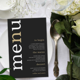 BUDGET White Gold Typografy Black Wedding Menü